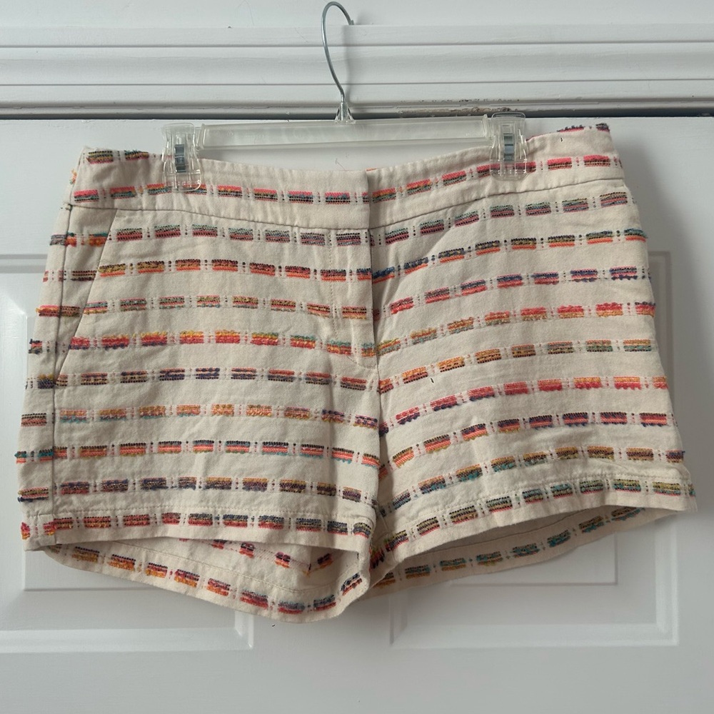 LOFT Riveria rainbow embroidered shorts